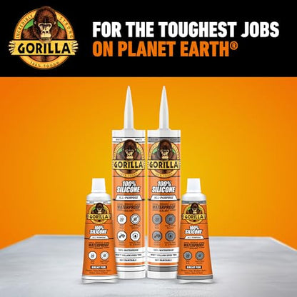 Gorilla 100% Silicone Sealant All Purpose, 10 Ounce Cartridge, White (Pack of 12) - color: White, size: 12 Pack