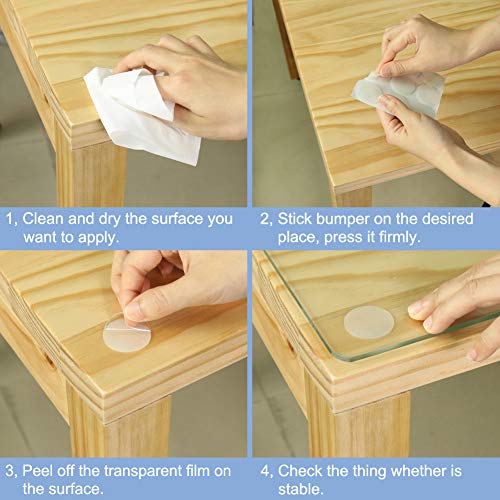 27pcs Glass Top Bumpers, 1.15mm Thin Silicone Adhesive Furniture Bumpers for Glass Table Door Cabinet Drawers (White) - size: 30mm, 1.15mm