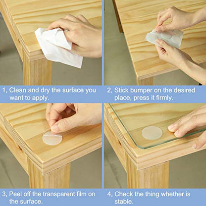 27pcs Glass Top Bumpers, 1.15mm Thin Silicone Adhesive Furniture Bumpers for Glass Table Door Cabinet Drawers (White) - size: 30mm, 1.15mm