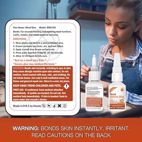 Wood Glue Strong, 30g Waterproof Wood Adhesive for Furniture Repair, Fast Drying Wood to Wood Glue for Woodworking, DIY Crafts, Oak & Hardwoods, Indoor/Outdoor Use - size: 30g*1, style: Wood Glue