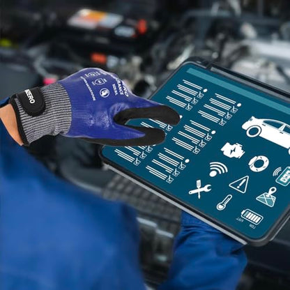 Nitrile Fully Coated Work Gloves Abrasion Cut Resistant A4 Waterproof 2 Pairs Blue M/L/XL - size: Large