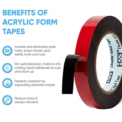 HPP Double Sided Tape, Heavy Duty Tape, Strong and Permanent for Outdoor and Indoor (0.75 in x 16 ft) - size: 0.75in x 16ft