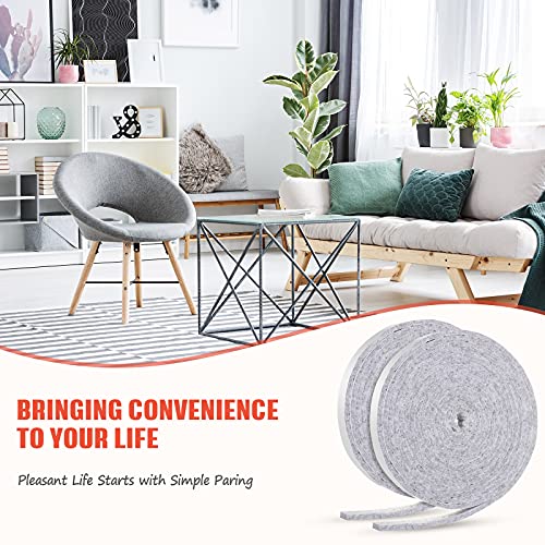 Zonon 4 Rolls 120 Inch Felt Strip with Adhesive Backing Felt Tapes Furniture Strip Rolls Self Stick Heavy Duty Polyester for Protecting Furniture and DIY Adhesive(Gray,0.5 Inch) - color: Grey, size: 0.5 Inch