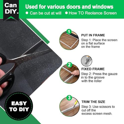 QWR Pet Proof Window Screen Replacement,39''x 360'' Heavy Duty High Hardness Vinyl Coated Wire-Like Mesh,Cat Resistant Screen Mesh for Sliding Door,Patio,Windows(Rolled Package Without Tool Kit) - size: 39"x 360"-Rolled /without Tool Kit