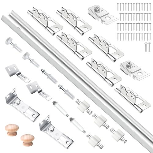 48IN Bifold Door 2Pack Track Kit, 1Kit White Bifold Door Hardware kit with Track Closet Door Track Repair Tool Kit Included Full Accessories for Double Door, Folding Door, Accordion - size: 48IN - 1Kit - 2Pack