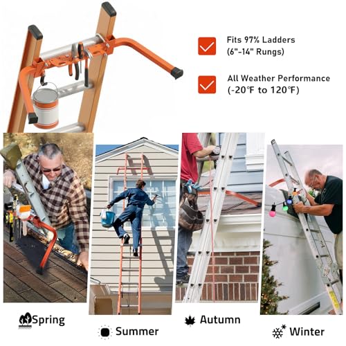 Ladder Stabilizer with Tool Tray & Hook - Heavy Duty Roof Gutter Guard, Universal Ladder Stabilizer for Gutters/Windows, Safe Stabilizer for All Ladder Types