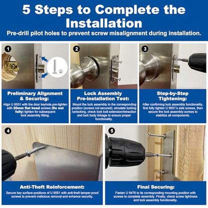U 9551 Stainless Steel Lock and Door Reinforcement Plate fits 1-3/4"Thick Doors and Includes the U 9476 Security Latch Strike (1-1/4 "x 7-7/8"). - color: Stainless Steel Finish