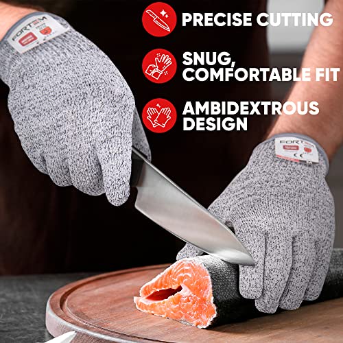 FORTEM Cut Resistant Gloves, 4x, Level 5 Protection Cutting Gloves For Oyster Shucking, Kitchen Work, Food Grade - size: Small