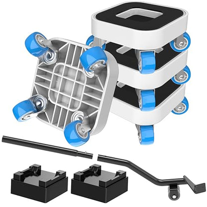 New Upgrade Furniture Sliders, Furniture Movers with Wheels, Furniture Lift Mover Tool Set with 360° Rotatable Wheels, Furniture Dolly for Moving Heavy Duty Sofa, Bed, Load Capacity Up to 750lb - size: 1in wheels + 1 pry bar