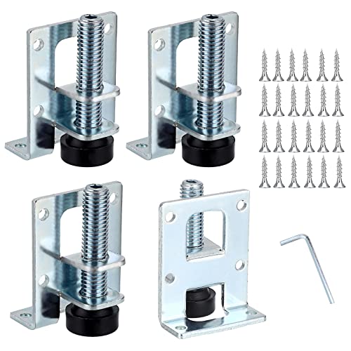 OwnMy 4 Packs Heavy Duty Adjustable Furniture Leveling Feets L Shaped Furniture Leveler Legs, Furniture Mounting Brackets Metal Leveling Load Table Leg for Workbench Cabinet Wardrobe, 2.2" H - size: 2.2"H-Silver