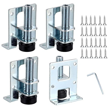 OwnMy 4 Packs Heavy Duty Adjustable Furniture Leveling Feets L Shaped Furniture Leveler Legs, Furniture Mounting Brackets Metal Leveling Load Table Leg for Workbench Cabinet Wardrobe, 2.2" H - size: 2.2"H-Silver