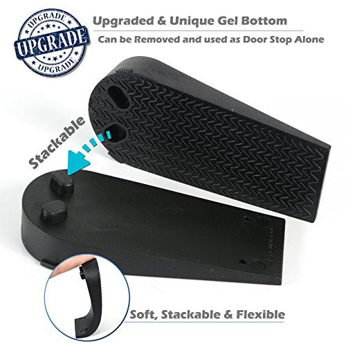 4-Pack Premium Door Stoppers with 2-in-1 Soft Rubber & Hard Plastic Design - Heavy Duty Wedge Stops for Floor Gaps, Child & Finger Safety, Fits Carpet/Tile/Hardwood Floors (Black) - size: 4pcs Set