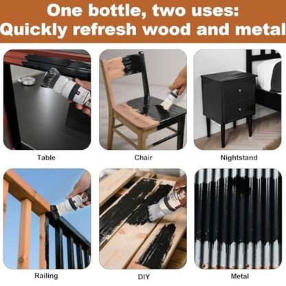 Black Paint, Touch-Up Paint for Furniture, Cabinets, Wood, Metal, No Sanding, Fast Drying, Water Based, Multi Surface, 6.35 oz - color: Black