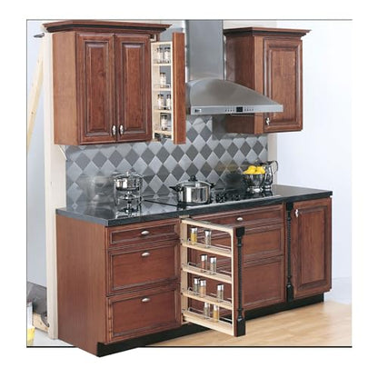 Rev-A-Shelf Pullout Shelf Organizer for Base Kitchen or Bathroom Cabinets, Wood Filler Pantry Storage or Spice Rack, Maple, 3" x 23" x 30", 432-BF-3C - size: 3" W