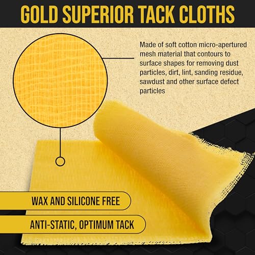 Dura-Gold - Pure Gold Superior Tack Cloth (Pack of 36), Woodworking, Automotive Paint, Tack Cloth Autobody Painting, Painters Cloths, Dust Rags, Stain Rags, Wood Staining Pads, Tac Cloths, Tacky Towel - size: 36-Count (Pack of 1)