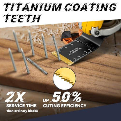 AIFICUT 26pcs Oscillating Saw Blades Titanium Multitool Blades for Wood Plastics Metal oscillating Tool Blades Kits Fit Rockwell Ridgid Ryobi Milwaukee Chicago Craftsman Dewalt