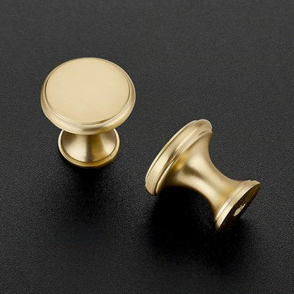 Ravinte 10 Pack Brushed Brass Kitchen Cabinet Knobs, Solid Brass Pulls Zinc Handles Simple Drawer Cabinet Hardware for Cupboard Drawer Knobs - color: Brushed Brass