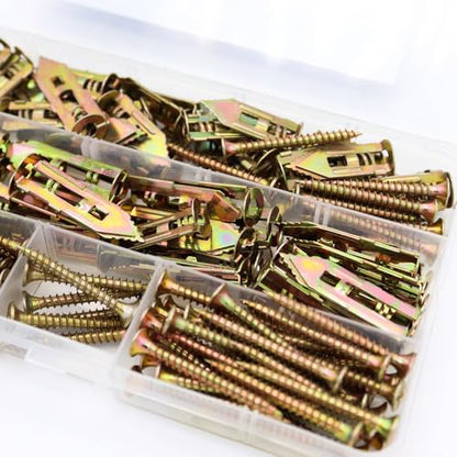 Self Drilling Drywall Anchor Kit 160PCS - Heavy Duty Carbon Steel Zinc Plated Expansion Anchors with Self Tapping Screws, No Pre-Drilling Required, for Drywall/Plasterboard/Sheetrock, AXK - size: 160PCS—2sizes KIT