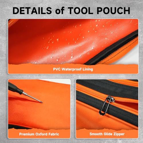 Organizer Tool Pouch Small Tool Bag with Zipper Waterproof Utility Multi Compartments Green - color: Green