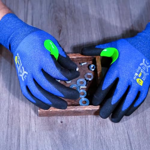 J H 24G Ultra Thin A5 Cut Resistant Gloves, HPPE Nitrile Coated Breathable Work Gloves, Touchscreen Friendly, 3 Pairs - size: XL (3Pairs)