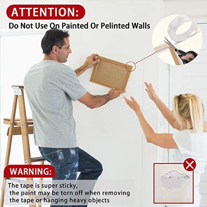 Heavy Duty Double Sided Mounting Tape, 1" x 198", Traceless and Removable Nano Tape for Outdoor and Indoor, Strong Adhesive Clear Two Sided Gel Grip Tape (16.4 FT) - size: 16.4ft