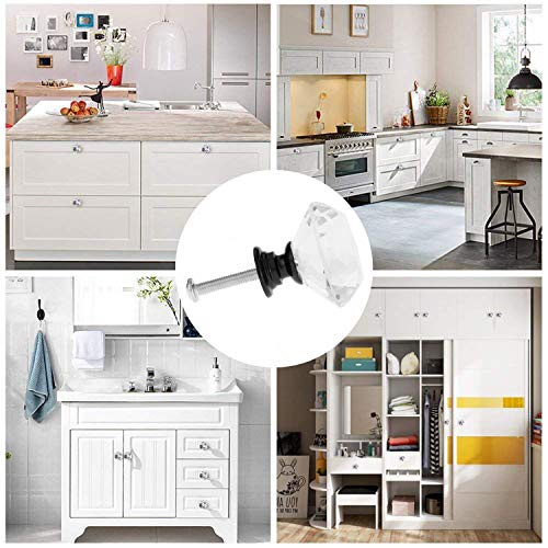 YourGift 12 Pack Drawer Knobs Diamond Shaped Crystal Glass 30mm Cabinet Knobs Pull Handles (Black) - color: Black, size: 30 mm, 12 Pack