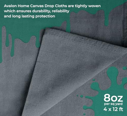 Canvas Drop Cloth for Painting 4x12 feet Pack of 1-8oz Painters Drop Cloths for Painting - All Purpose Canvas Tarps for Floor & Furniture Protection - Recycled Cotton Fabric - size: ‎4x12 Ft - 1 pc