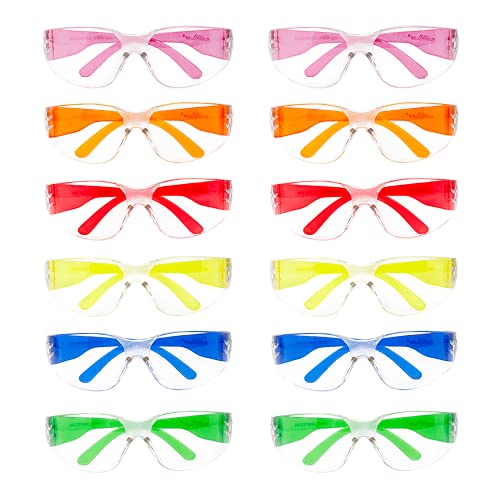 BISON LIFE Clear Safety Glasses – ANSI Z87.1 Scratch & Impact Resistant Wrap Around Eye Protection Goggles for Men & Women - color: Clear/6 Colors