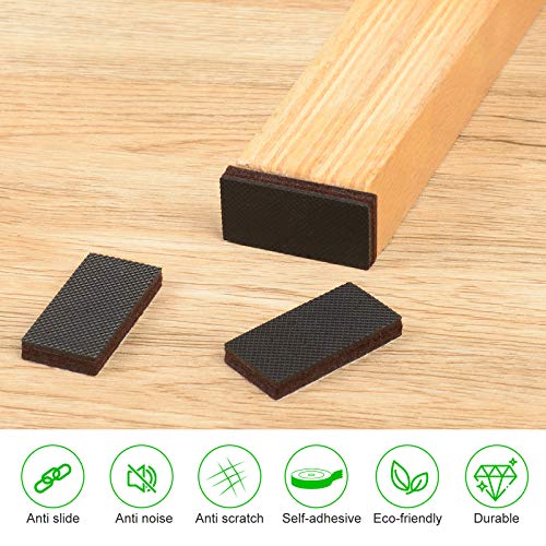 Rectangle Non Slip Furniture Pads 16 Pieces 1x2 inch, Anti Slip Rubber Furniture Pads, Furniture Grippers for Hardwood Floors, Black, Rectangular - size: 16pcs Rectangle