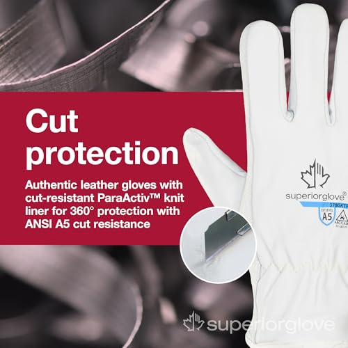 Superior Glove Endura Goatskin Leather Work Gloves Arc Flash Cut Resistant Safety Hand Protection - size: XX-Large, style: Arc Flash/Cut