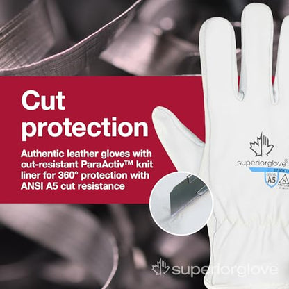 Superior Glove Endura Goatskin Leather Work Gloves Arc Flash Cut Resistant Safety Hand Protection - size: Medium, style: Arc Flash/Cut