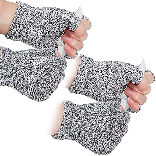 Geyoga 2 Pair Cut Resistant Half Finger Protection Gloves for Home Use (Grey) - color: Grey