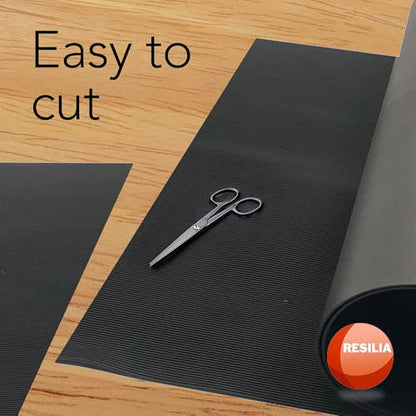 RESILIA Black V-Groove Utility Runner - Waterproof Vinyl Floor/Surface Protector, Heavy Duty Mats, Indoor Hardwood, Hard Floors, Garage, Hallway, Entryway, Kitchen, & Outdoor, 36” x 12’, Made in USA - size: 36" x 144"