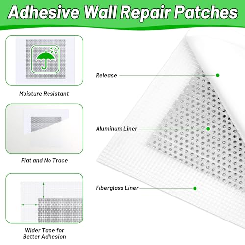 Mckanti Drywall Repair Kit - Spackle & Patch for Wall Holes, Includes 4 Pcs Drywall Patch, Sandpaper, Scraper - color: 3 Pack Wall Spackle