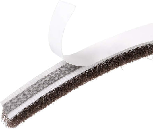 Brush Weather Stripping 9mmx5mm Self Adhesive Sealing Windproof Seal Strip Length 10M Weatherstrip Sweep Brushes for Door Window Brown - color: Length 10M, size: 9mmx5mm