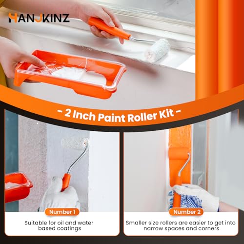 2 inch Paint Roller Kit, 20 Pack Small Paint Roller Set with High Density Foam Paint Roller and 3/8" Nap Microfiber Covers, Touch Up Mini Paint Rollers for Wall, Door, Cabinet, Craft - size: 20 pcs 2" Microfiber and Foam Roller Cover