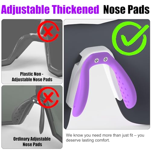 Polarized Sports Sunglasses for Men Women,Wrap Around Sun Glasses for Running Cycling Baseball Fishing Golf Hiking - color: White Purple