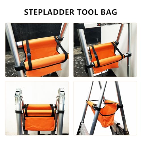 DOITOOL Folding Ladder Tool Bag Organizer: Telescopic Ladder Tool Pouch for Tool Storage - Extension Ladder Storage Tool Hanging Bag (11.79 X 5.31 X 0.79in)