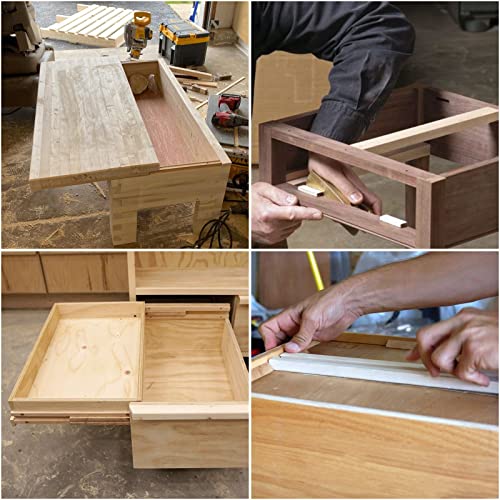 6 Pcs 15.7 Inch Wooden Drawer Slides Bottom Mount, Classic Traditional Wood Center Guide Track with Slide Glides, Replacement Inforcement Part for Drawer - size: 15.7in-6pcs