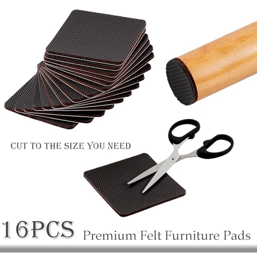 Fursafe&Q Non Slip Furniture Pads - Self Adhesive Rubber Anti Skid Pads Furniture Grippers for Hardwood Floors Rubber Chair Feet Pads Protectors Talbe Legs Anti Slip 16 Pcs 3" Square