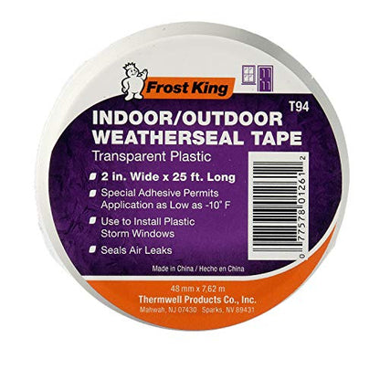 Frost King Clear T94H Plastic Weather-Seal Tape 2-Inch by 25-Feet, 2" X ft, Foot - size: 2" X 25 ft