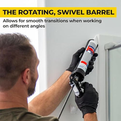 AWF PRO Heavy Duty Caulk Gun, 18:1 Thrust Ratio, Steel Frame Construction, Rotating Barrel, Ladder Hook, Puncture Tool & No Drip Pressure Release Tab, 29 oz Caulking Gun - size: 29 oz Caulking Gun, style: Pack of 1