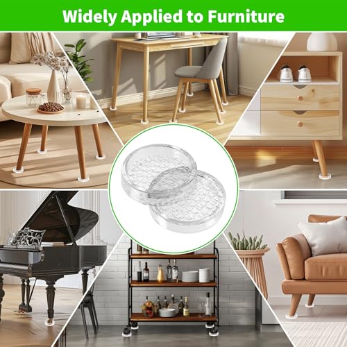 1.6"x1.6" Round Rubber Furniture Caster Cups, 16 PCS Chair Coasters for Carpet - Clear Non Slip Furniture Pads with Grip, Carpet Protector for Furniture Legs - Protect Any Flooring - size: 1.6" 16pcs clear