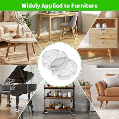 1.6"x1.6" Round Rubber Furniture Caster Cups, 16 PCS Chair Coasters for Carpet - Clear Non Slip Furniture Pads with Grip, Carpet Protector for Furniture Legs - Protect Any Flooring - size: 1.6" 16pcs clear
