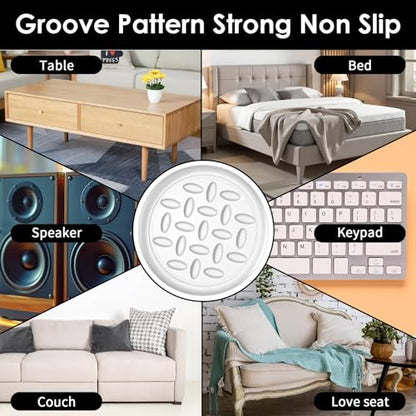 8 Non Slip Furniture Grippers Pads Transparent Round Furniture Rubber Grippers Prevent Sliding for Hardwood Floor Laminate Tile Carpet Protect Couches Chairs Tables Reducing Scratch Proof Floor