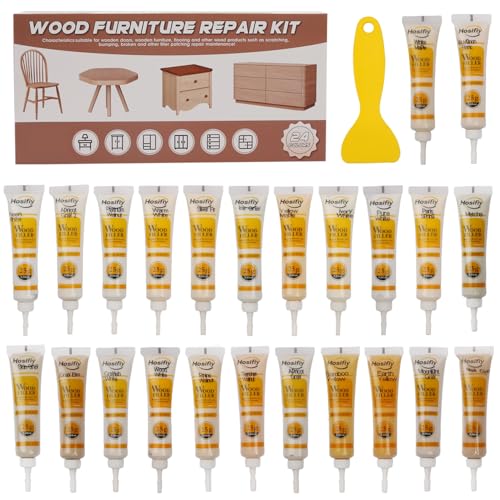 Wood Furniture Repair Kit, 24 Colors Wood Touch up Filler, Repair Scratch, Cracks, Stains, Discoloration for Wood Furniture, Door, Cabinet, Floor, Table Surface Wood - Light Color Series - color: Light Color Series
