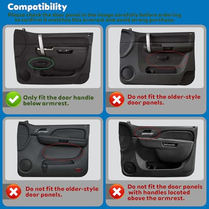 22818465 Front Left Driver Side Door Panel Armrest Repair Kit with Door Release Handle Below Armrest (17 Inch) Black Compatible with 2010-2014 Chevrolet Chevy Silverado/GMC Sierra 1500 2500HD 3500HD - color: Black