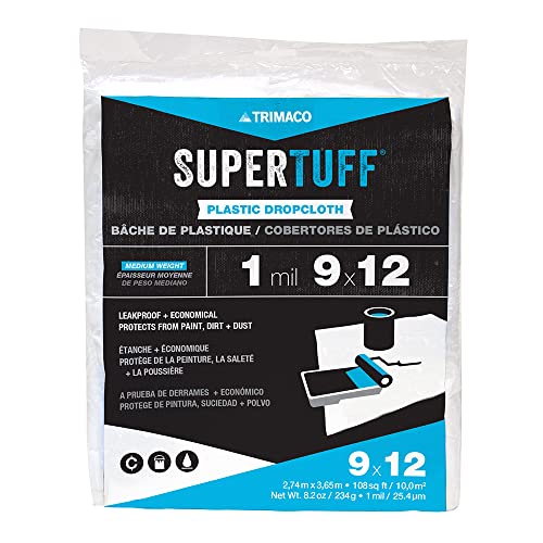 Trimaco SuperTuff 1 mil Plastic Dropcloth, 9-feet x 12-feet - 3303 - size: 9-feet x 12-feet, style: 1 mil