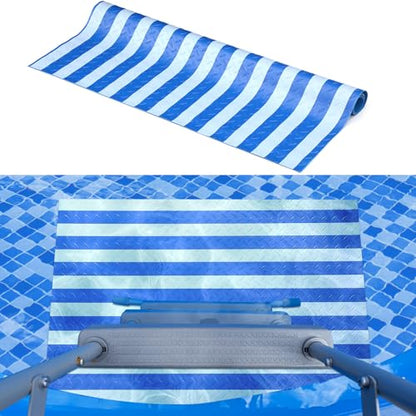 Drydiet Pool Step Mat Above Ground Ladder Mat, Swimming Protective Nonslip Step Pad with Texture, Pool Essentials Accessories for Floor Liners and Stairs, Blue and White Stripes(36 x 36 Inch) - size: 36 x 36 Inch