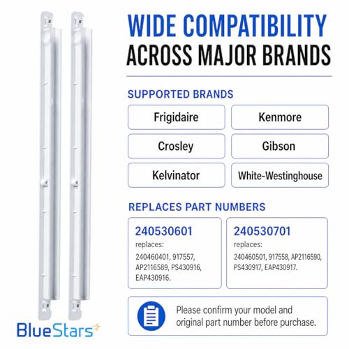 BlueStars 240530601(Left) & 240530701(Right) Refrigerator Pan Hangers, Drawer Slide Rail Replacement, Drawer Hanger – For Kenmore & Frigidaire Refrigerators – Replaces 240460401, 240460501